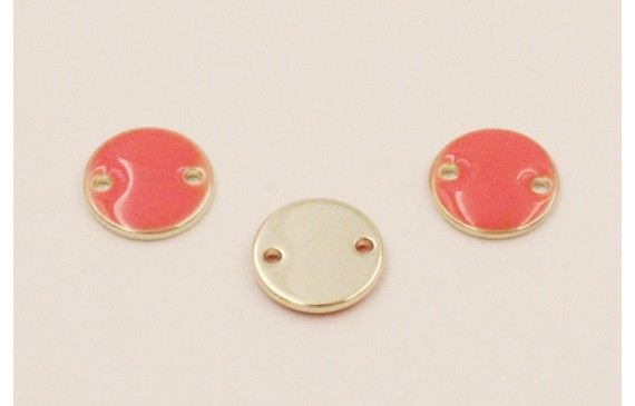 Disco de 10mm Dorado 2 agujeros esmalte Cora