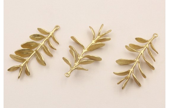 Colgante Rama con Hojas 40mm Dorado