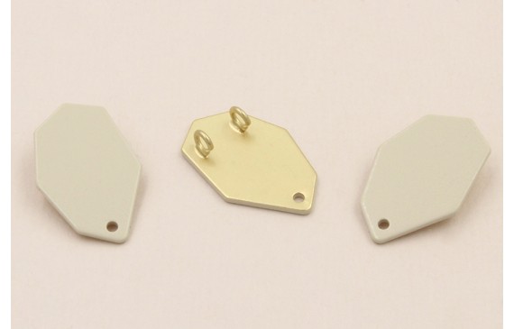 Cuenta Hexágono doble anilla trasera 20*13mm Beige