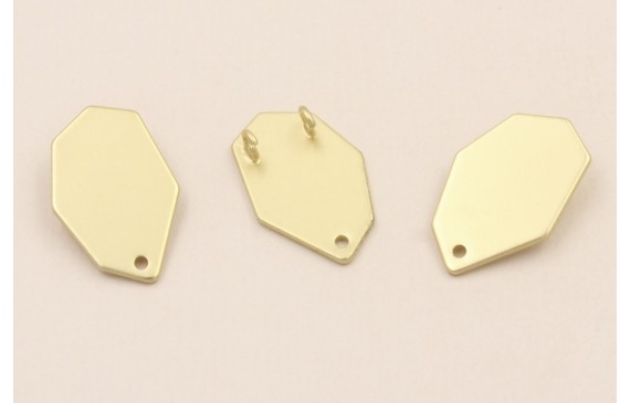 Cuenta Hexágono 2 anillas trasera 20*13mm O.Mate