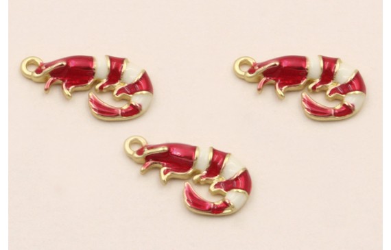 Colgante Gamba de Huelva 12*5mm Roja y Blanca