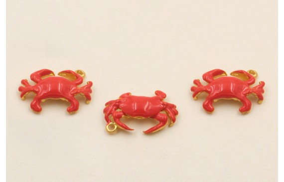 Colgante Cangrejo 15*10mm Rojo Coral