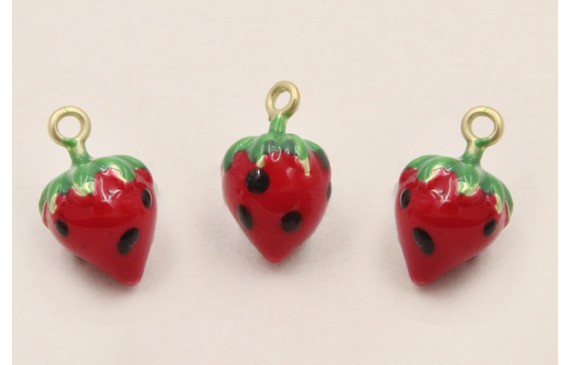 Colgante fresa 10*5mm Verde Y Rojo