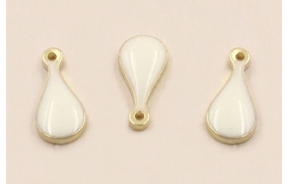 Pieza Acero Inox. Gota Plata 9*4mm esmalte Blanca Pieza Acero Inox. Gota Plata 9*4mm esmalte Blanca