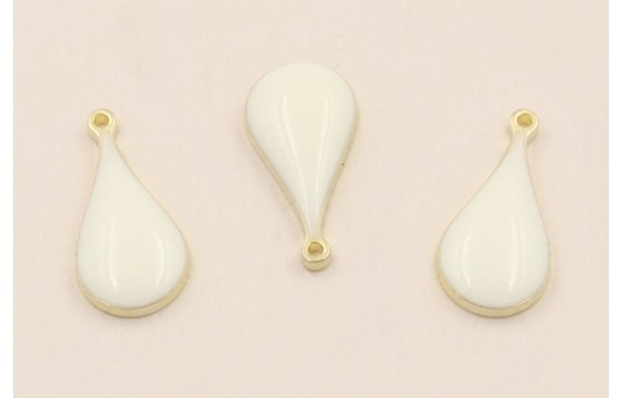 Colgante Acero Inox. Gota 14*6mm esmalte Blanca Colgante Acero Inox. Gota 14*6mm esmalte Blanca