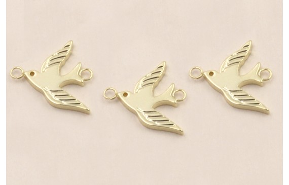 Colgante Acero Pajaro doble anilla 12*12mm Oro Colgante Acero Pajaro doble anilla 12*12mm Oro