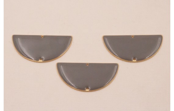 Semicirculo Esmaltado 31*16 Dorado Mate y Gris