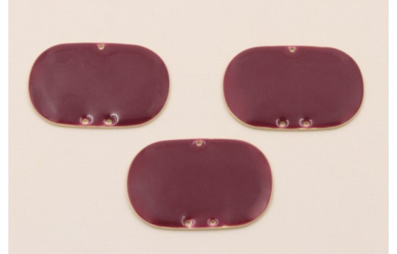 Cuenta Ovalada de 30*20mm esmalte Burdeos