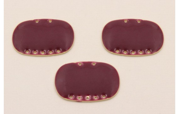 Cuenta Ovalada 25*18mm 5 + 2 agujeros Burdeos