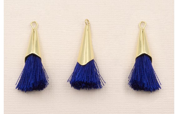 Casquilla metálica Oro con fleco Blue 20+20mm