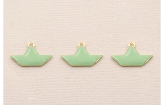 Colgante Barco 15*9mm Dorado Mate esmalte Turquesa