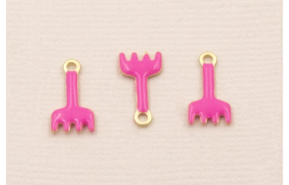 Colgante rastrillo 12*7mm Dorado Mate Fuxia