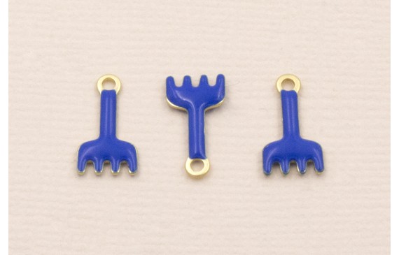 Colgante rastrillo 12*7mm Dorado Mate Azul