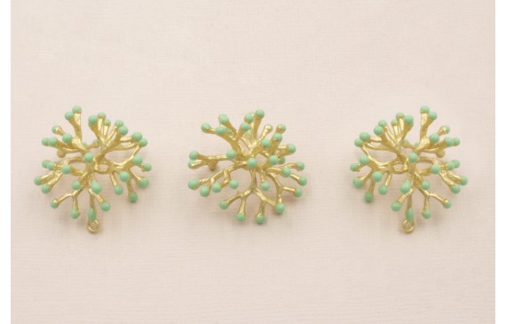 Colgante Coral 25*25*12mm Oro Mate Turquesa