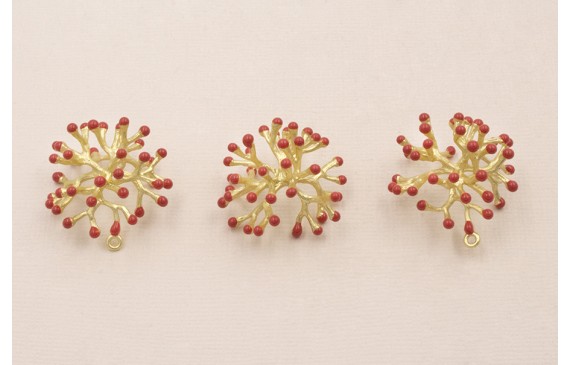 Colgante Coral 25*25*12mm Oro Mate Rosa Coral Colgante Coral 25*25*12mm Oro Mate Rosa Coral