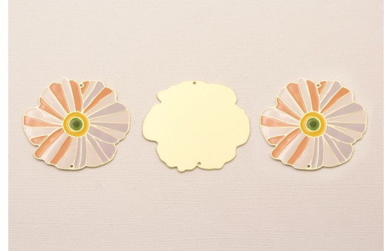 Pieza Flor Plana Dorado Mate 40mm  Rosas y mostaza