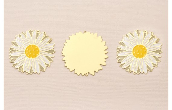 Pieza Flor Plana OroMate 35 Blanco y Amarillo