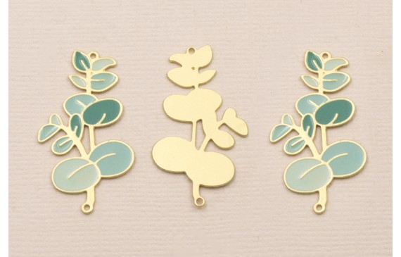 Pieza Rama plana Dorado Mate 32*18mm Turquesas