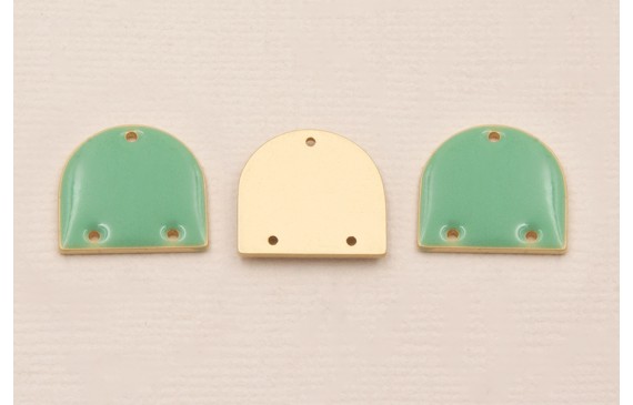 Cuenta Semi Ovalo 15*13mm Esmalte Turquesa