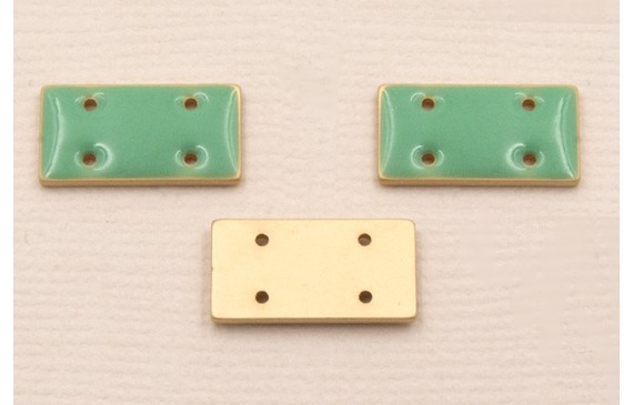 Cuenta Rectandulo Oro Mate 15*7mm esmalte Turquesa Cuenta Rectandulo Oro Mate 15*7mm esmalte Turquesa