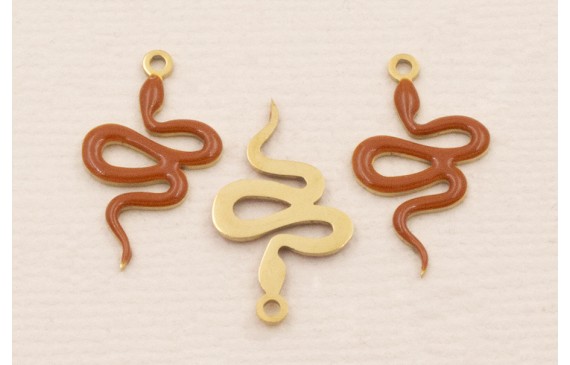 Colgante serpiente 18*10mm Esmalte Marrón