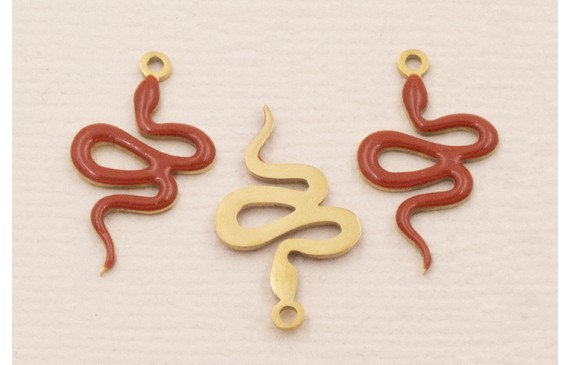 Colgante serpiente 18*10mm Esmalte Rojo