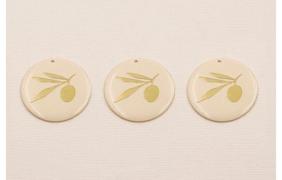 Disco Dorado Mate Esmalte Beige con Hoja Dorada
