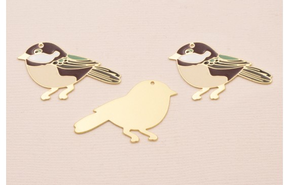 Pieza Pieza Pájaro Plano 40*25 Oro Mate y Esmalte