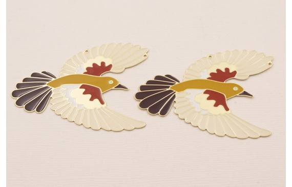Pieza Pájaro 60*45mm Oro Mate y Esmalte Pieza Pájaro 60*45mm Oro Mate y Esmalte