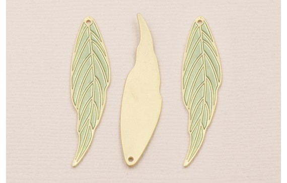 Pieza Hoja plana 42*12mm Dorado Plano y Verde