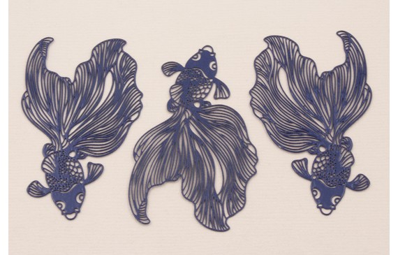 Colgante Pez Tropical Plano 60*35mm Azul oscuro