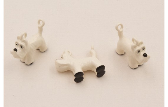 Colgante Fox Terrier 14*12 Esmalte Beige y Negro