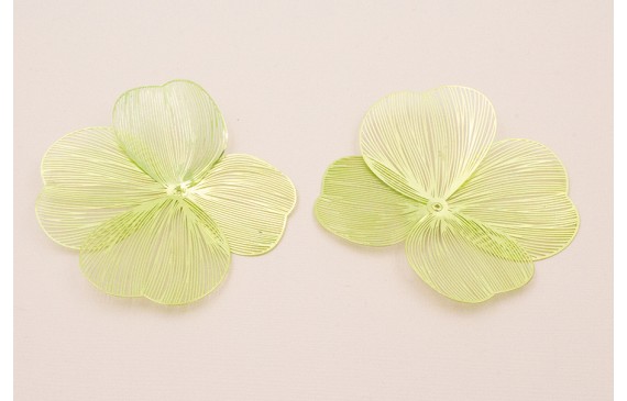 Cuenta Flor 70mm  4 pétalos Moldeable Verde Metal