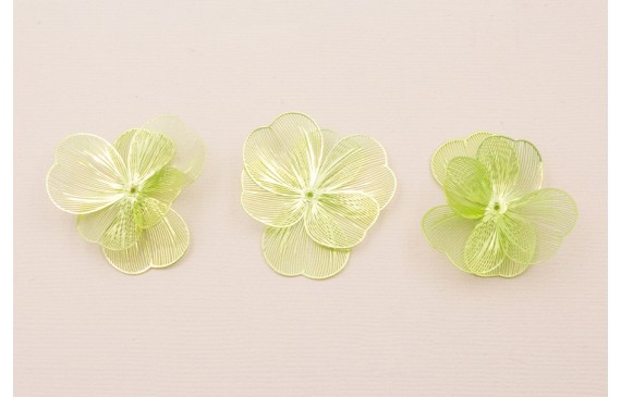 Cuenta Flor 35mm 6 pétalos  Verde Metálico