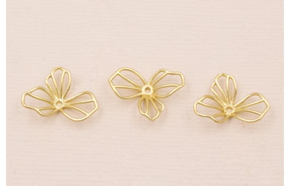 Cuenta Flor alambre 3 Pétalos 17*12mm Dorado Mate Cuenta Flor alambre 3 Pétalos 17*12mm Dorado Mate