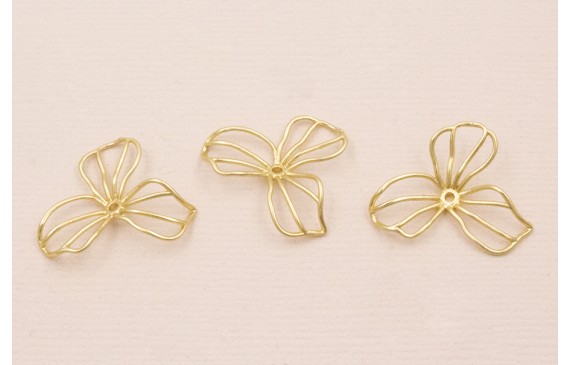 Cuenta Flor alambre 3 Pétalos 24*18mm Dorado Mate