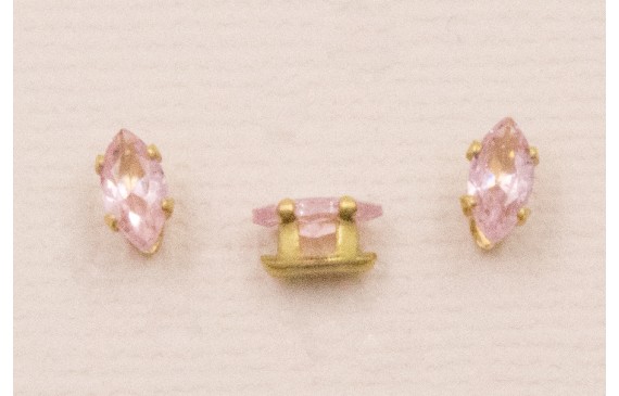 Cabujónn cristal  3*6mm color Rosa Brillo