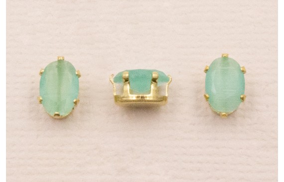 Cabujónn cristal  5*7mm color Verde Opal