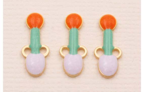 Colgante 15*6 Lila, verde y Coral sobre Oro Mate Colgante 15*6 Lila, verde y Coral sobre Oro Mate