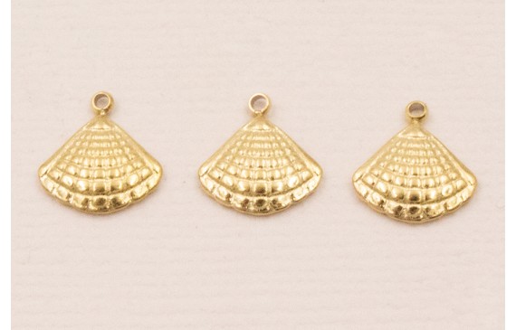 Cuenta Concha Acero Inox 316L. 10*10mm Baño Oro