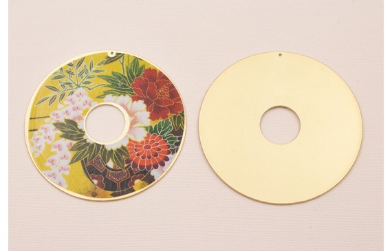 Disco 60mm Oro Mate Flores amarillas y rojas Disco 60mm Oro Mate Flores amarillas y rojas