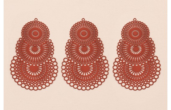 Colgante 3 discos labrados lámina 55*35mm  Teja