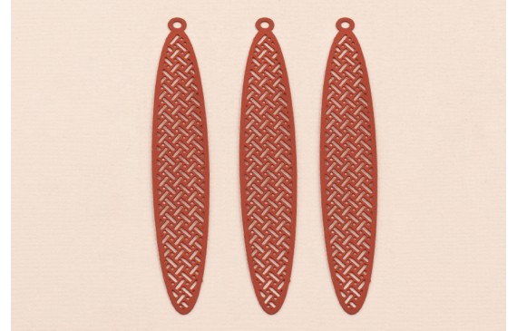 Colgante oavalo labrado lámina 60*11mm Color Teja