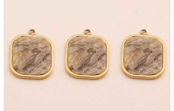 Colgante S.Steel 316L 16*13 Piedra vetas marrones Colgante S.Steel 316L 16*13 Piedra vetas marrones