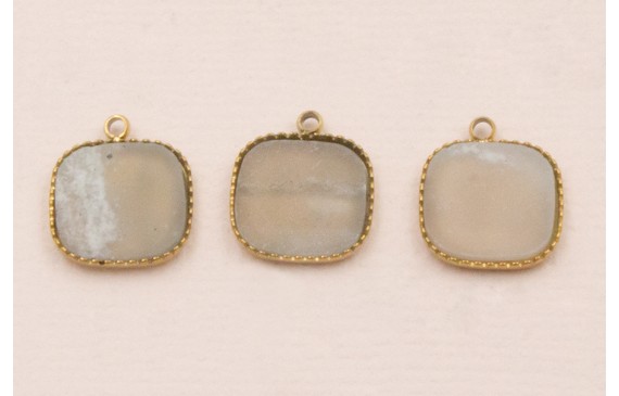 Colgante S.Steel 316L cuadrado 10*10 Piedra verde