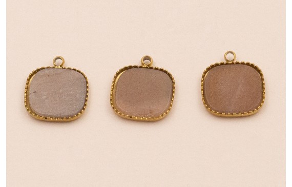 Colgante S.Steel 316L cuadrado 10*10 Piedra Topaz