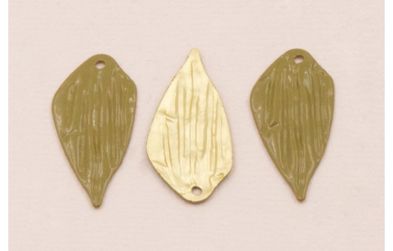 Hoja Plana 25*12 Oro Mate y Esmalte verde