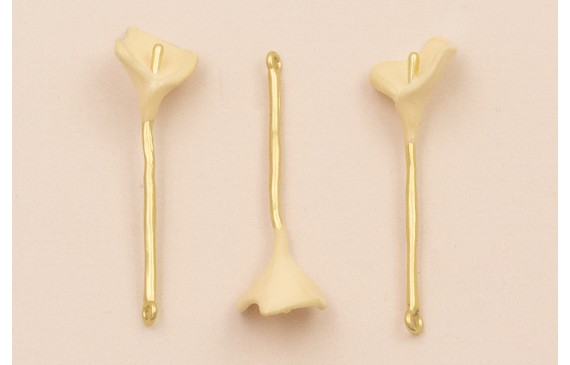 Colgante Cala 40*10 Esmalte Beige Oro Mate