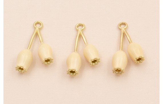 Colgante pareja de Tulipanes 25*13mm Color Beige Colgante pareja de Tulipanes 25*13mm Color Beige