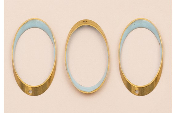 Ovalo Biselado 40*22 Esmalte Azul